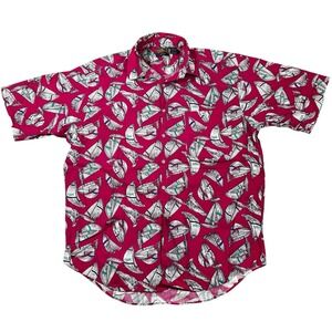 Vintage Tango by Max‎ Raab Shirt Mens L All Over Print Sailboats Camp USA